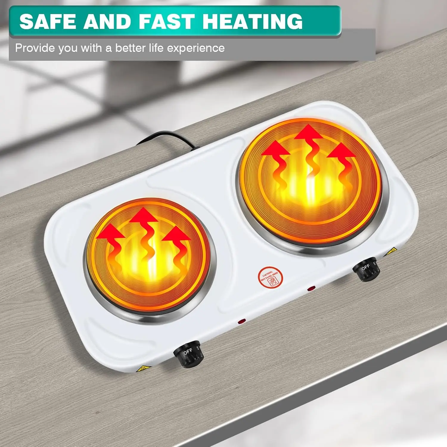 BRIEFNESS Dual Hotplate Dual Electric Hotplate Portable Electric Hotplate Outdoor Multifunctional Electric Heating Stove