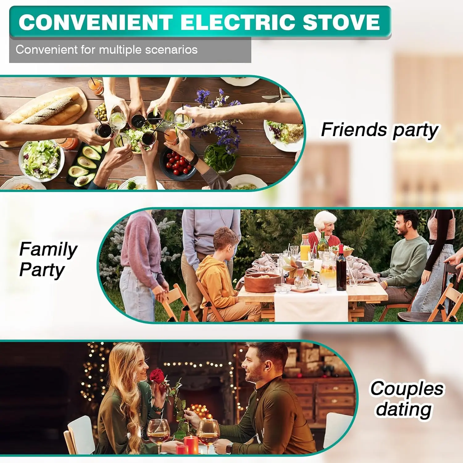 BRIEFNESS Dual Hotplate Dual Electric Hotplate Portable Electric Hotplate Outdoor Multifunctional Electric Heating Stove