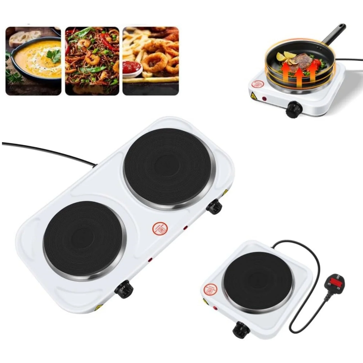 BRIEFNESS Dual Hotplate Dual Electric Hotplate Portable Electric Hotplate Outdoor Multifunctional Electric Heating Stove