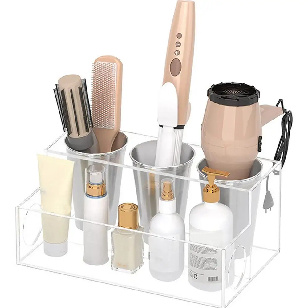 Hair Tool Organizer Bathroom Hair Brush Storage Holder Acrylic Hair Styling Tool Organizer and Holder Bathroom Countertop