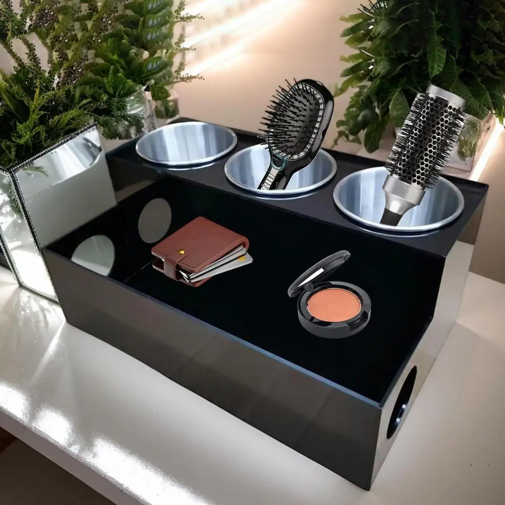 Hair Tool Organizer Bathroom Hair Brush Storage Holder Acrylic Hair Styling Tool Organizer and Holder Bathroom Countertop