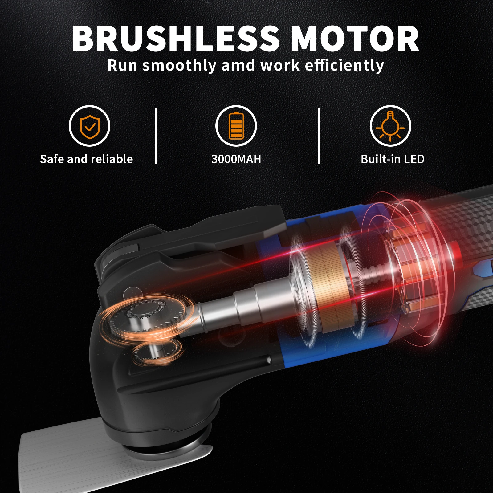 Cordless Oscillating Multi-Tool 300W – 6 Variable Speeds, 4° Oscillation Angle, 23-Piece Accessory Kit for Sanding, Sawing, Cutting & Scraping, Ideal for DIY & Home Improvement