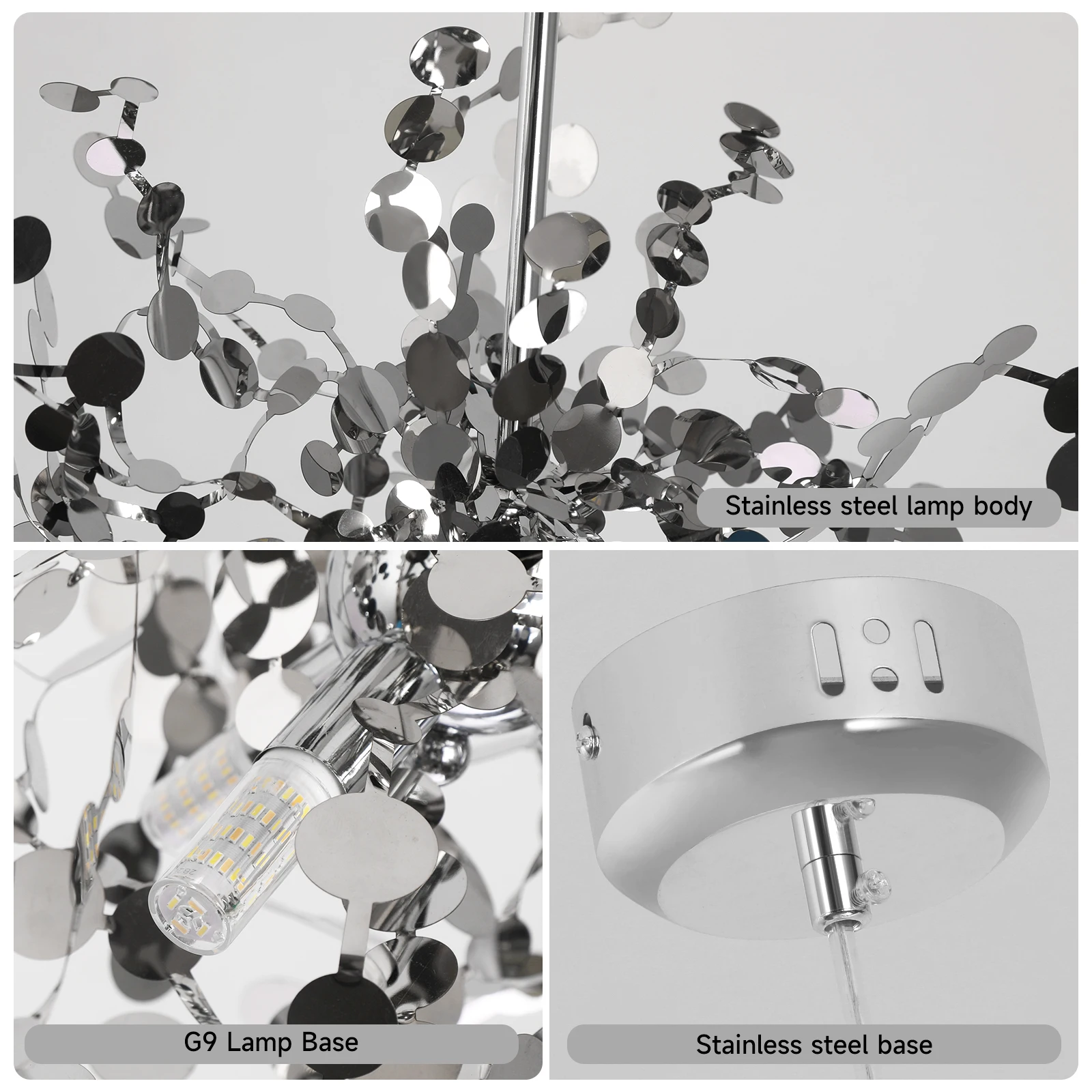 Pendant Light LED Stainless Steel Art Home Decora Ceiling Lamp For Bedroom Bedside Hanging Lamp Dining Room Lighting Fixtures G9