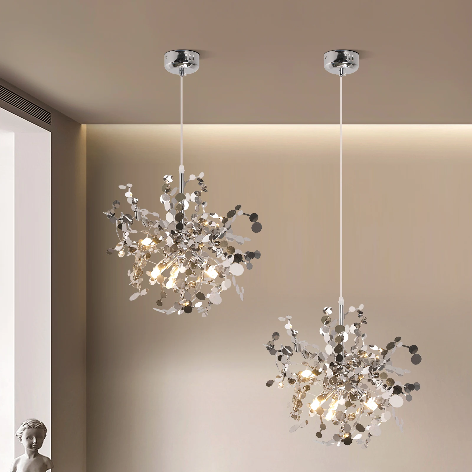 Pendant Light LED Stainless Steel Art Home Decora Ceiling Lamp For Bedroom Bedside Hanging Lamp Dining Room Lighting Fixtures G9