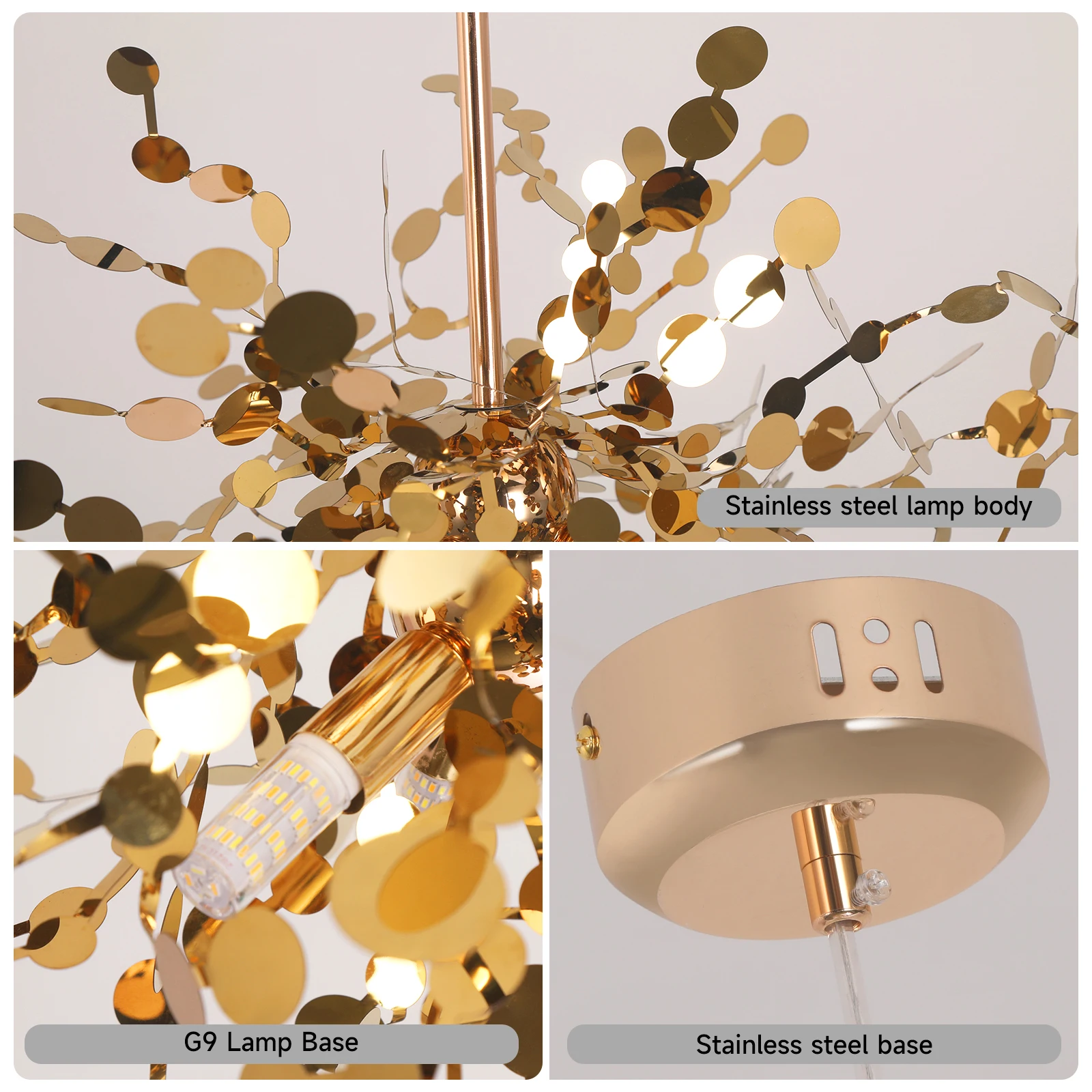 Pendant Light LED Stainless Steel Art Home Decora Ceiling Lamp For Bedroom Bedside Hanging Lamp Dining Room Lighting Fixtures G9