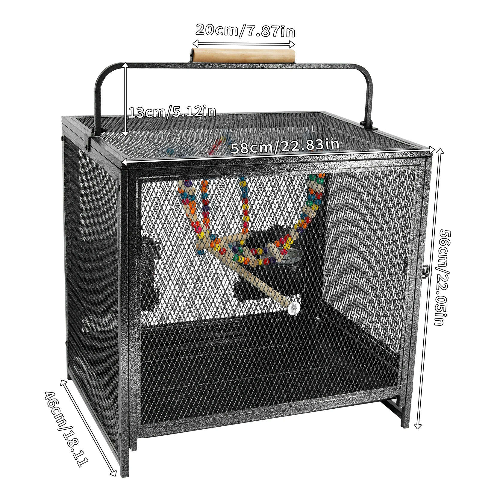 Large Metal Bird Cage for Cockatiels Parakeet Lovebirds Parrot Cage Flight Cage with Hammock Swing Toy and Perch Stand