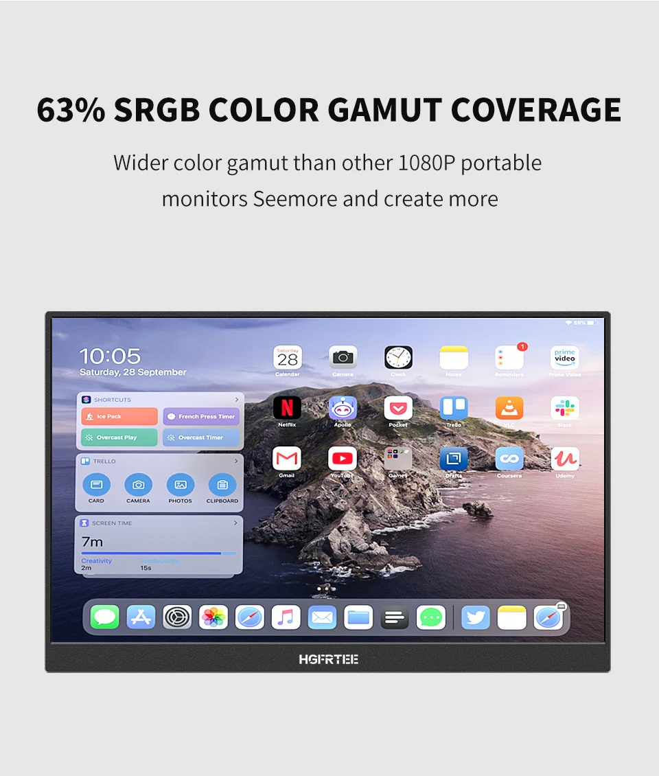 14.1 inch Portable Monitor 10-Point Touchscreen 100%sRGB 1200P IPS Second External Screen for Laptop Phone Mac Xbox Switch PS4/5