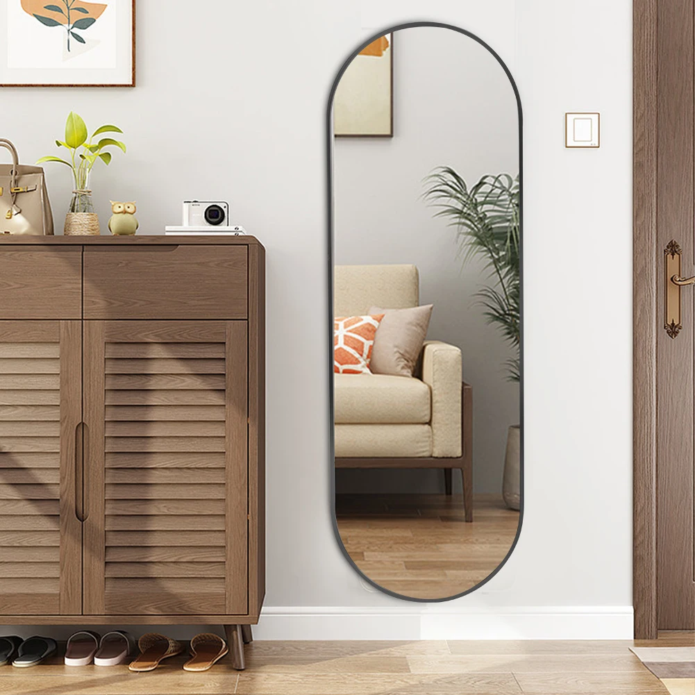 【Lifeideas】Modern Oval Metal Full Length Wall Mirror Gold/Black
