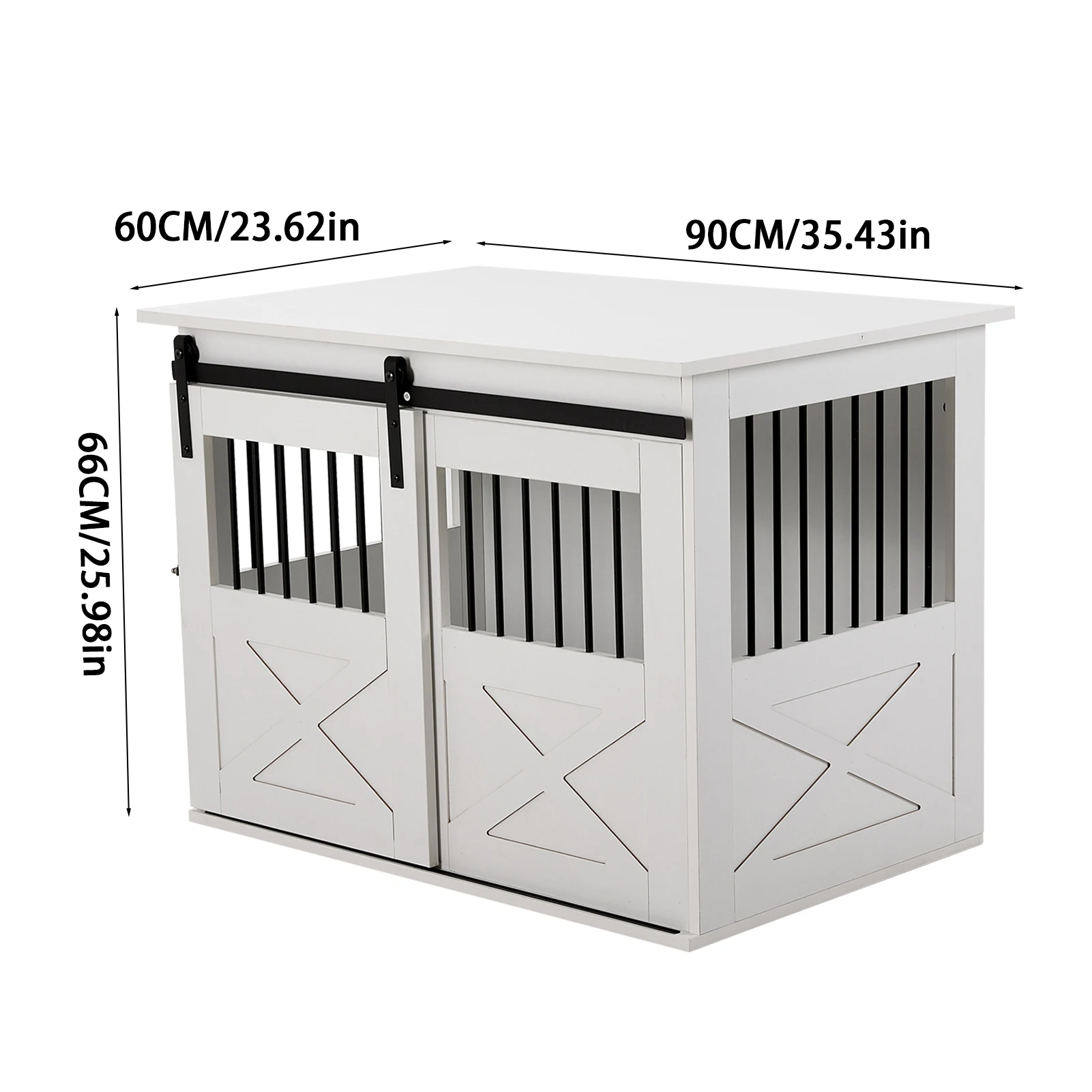 Voltsify Wooden Dog Crate with Lockable Barn Door, Storage Top & Anti-Chew Security for Small/Medium Pets