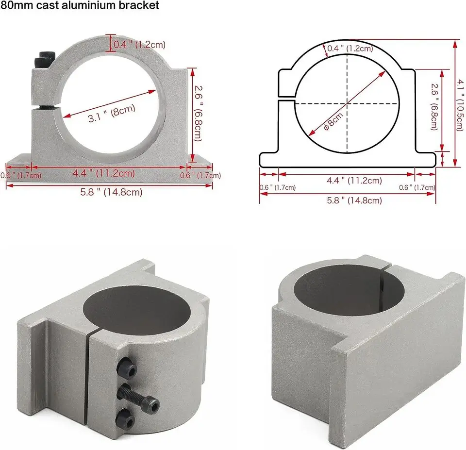 Waterproof 2200W CNC Spindle Motor 220v ER20 2.2kw Round Water Cooling Spindle 24000RPM +2.2kw VFD 48-63hz+Water Pump+80mm Clamp