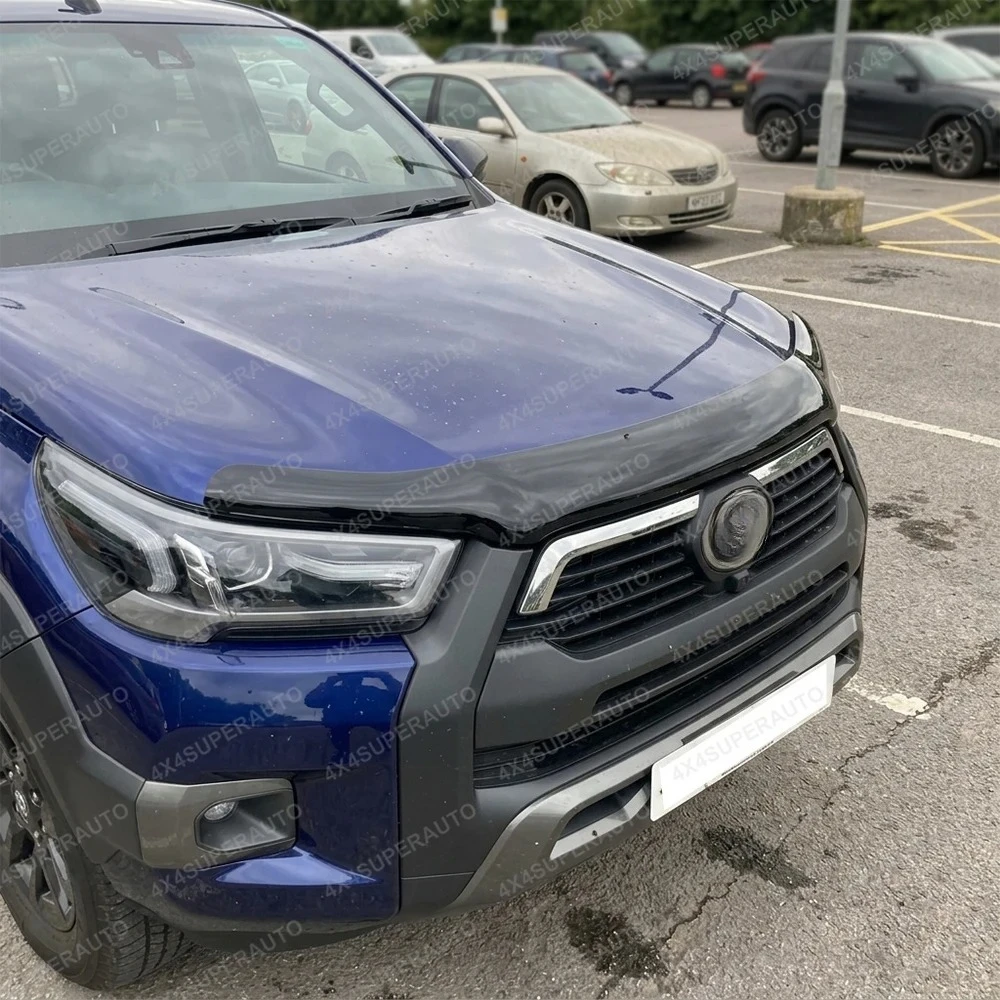 Dark Black Bonnet Deflector For TOYOTA HILUX 2021 2022 2023 2024 2025 Front Bug Shield Hood Deflector Double Cab No Drilling