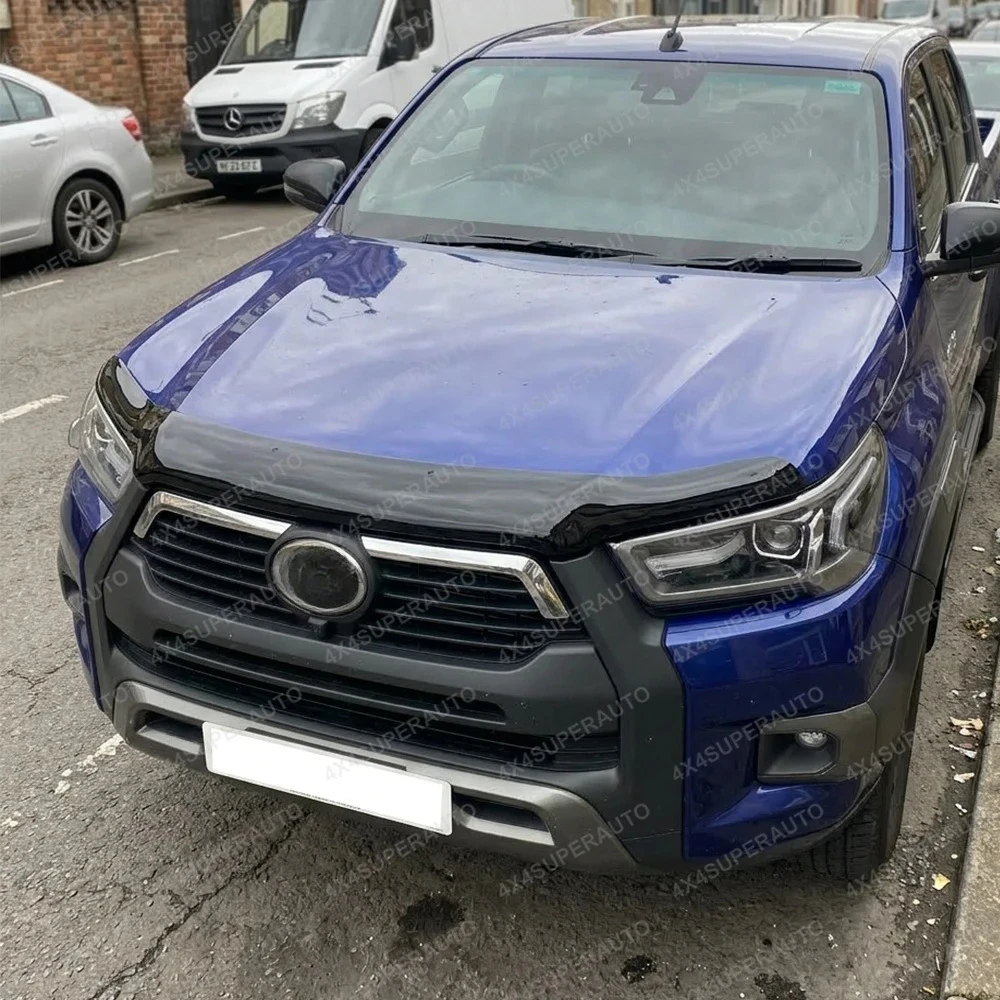 Dark Black Bonnet Deflector For TOYOTA HILUX 2021 2022 2023 2024 2025 Front Bug Shield Hood Deflector Double Cab No Drilling