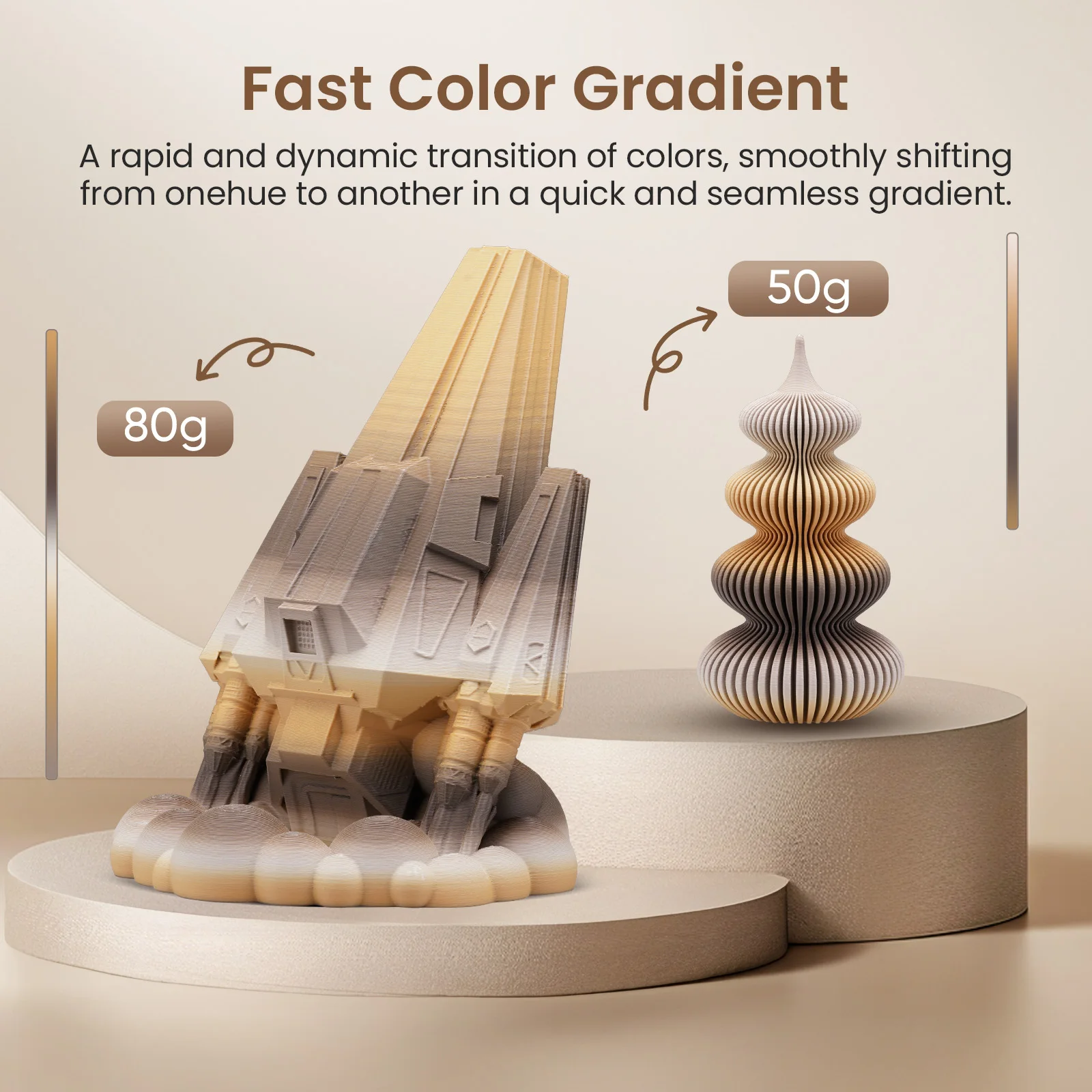 ERYONE 1KG Hyper Speed Matte Gradient Rainbow PLA Filament 1.75mm 3D Print,Max Print Speed:500mm/s,Multicolor,1KG/Spool