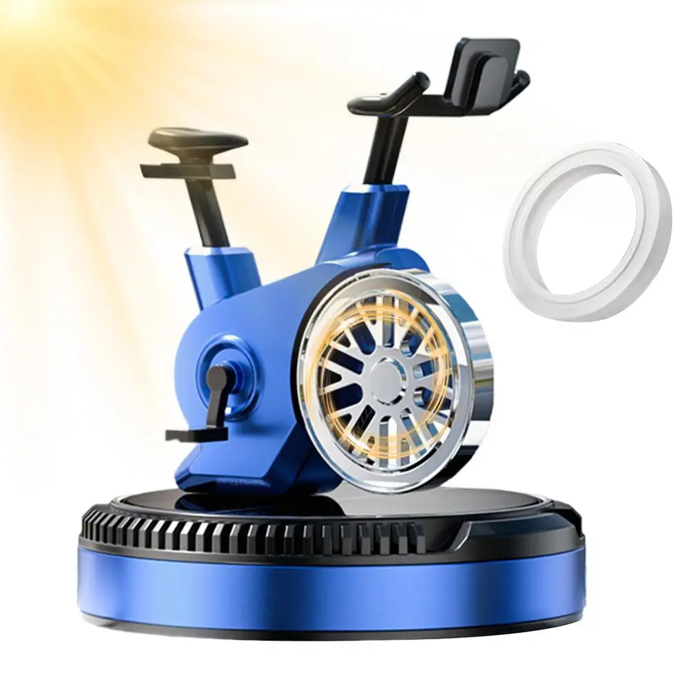 Car Air Freshener Solar Cycling Shape Motor Cycle Rotating Freshener Automotive Interior Ornament with Aromatherapy Tablet