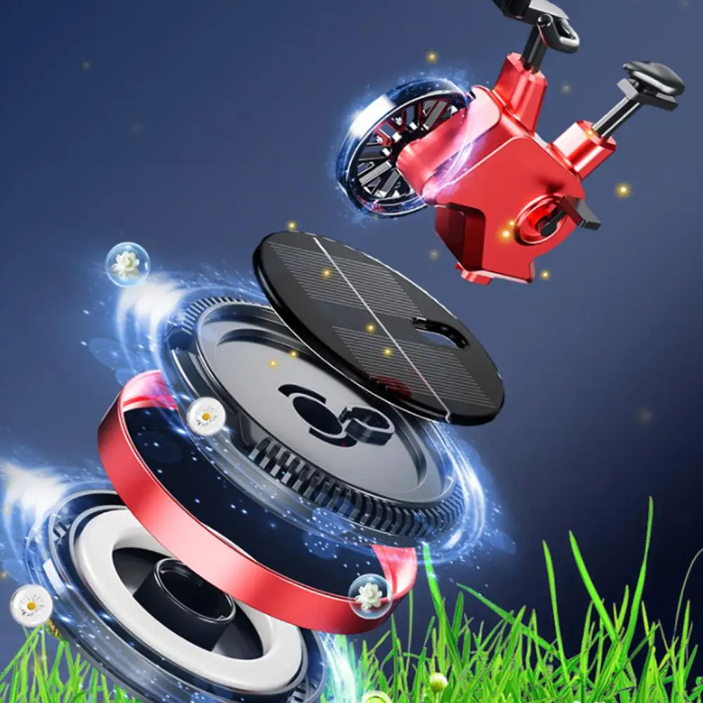 Car Air Freshener Solar Cycling Shape Motor Cycle Rotating Freshener Automotive Interior Ornament with Aromatherapy Tablet