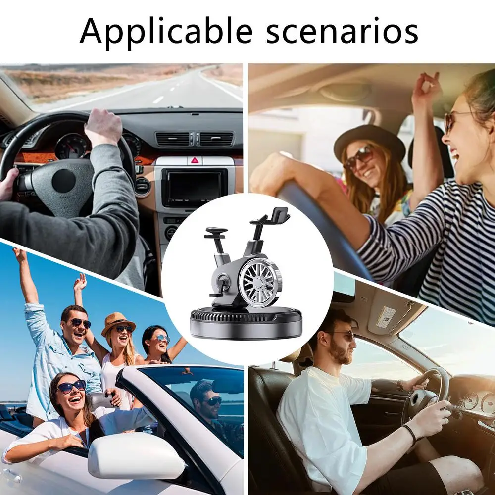 Car Air Freshener Solar Cycling Shape Motor Cycle Rotating Freshener Automotive Interior Ornament with Aromatherapy Tablet