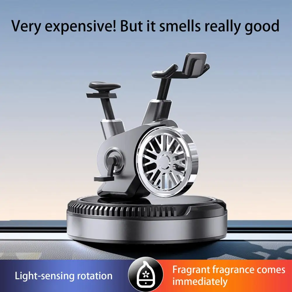 Car Air Freshener Solar Cycling Shape Motor Cycle Rotating Freshener Automotive Interior Ornament with Aromatherapy Tablet