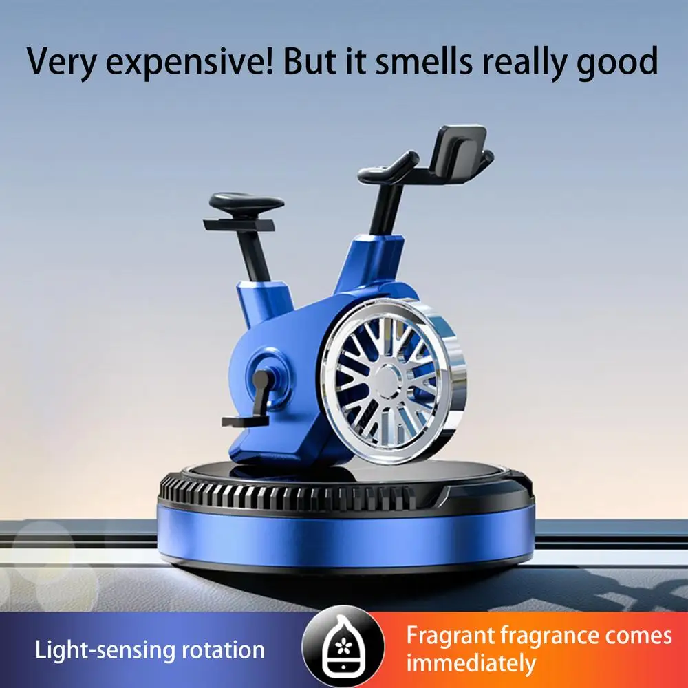 Car Air Freshener Solar Cycling Shape Motor Cycle Rotating Freshener Automotive Interior Ornament with Aromatherapy Tablet