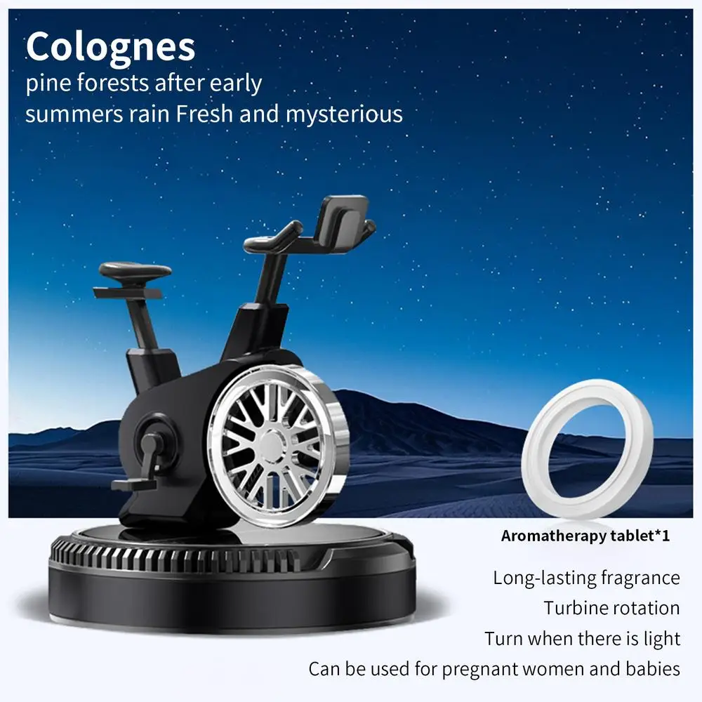 Car Air Freshener Solar Cycling Shape Motor Cycle Rotating Freshener Automotive Interior Ornament with Aromatherapy Tablet