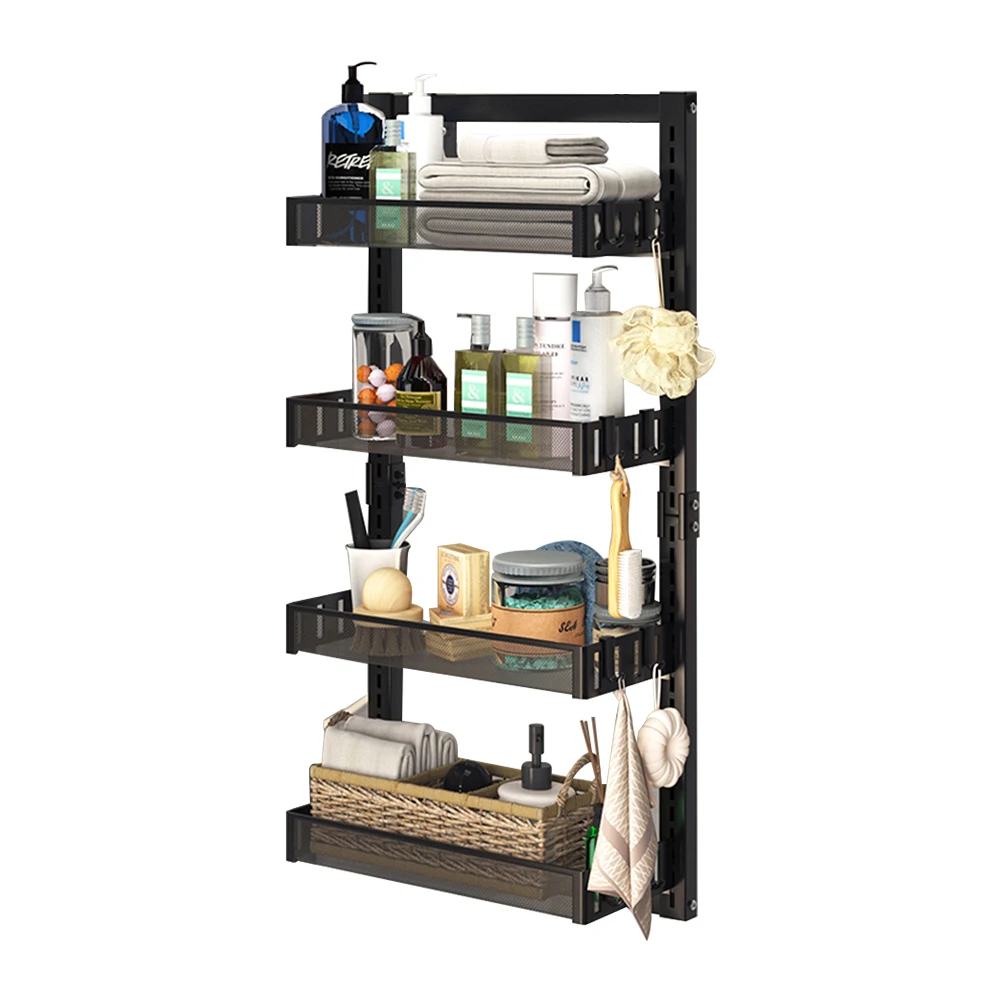 4 Tier Over-the-Door Adjustable Shower Caddy Shelf, 40cm W X 17cm D X 86cm H
