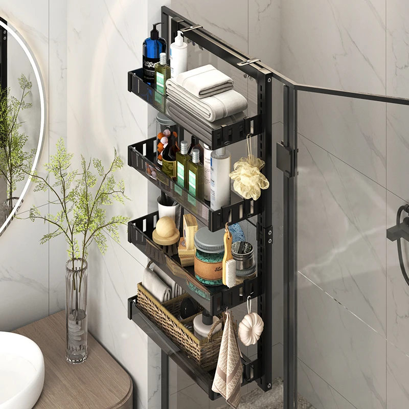 4 Tier Over-the-Door Adjustable Shower Caddy Shelf, 40cm W X 17cm D X 86cm H