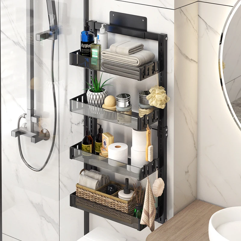 4 Tier Over-the-Door Adjustable Shower Caddy Shelf, 40cm W X 17cm D X 86cm H
