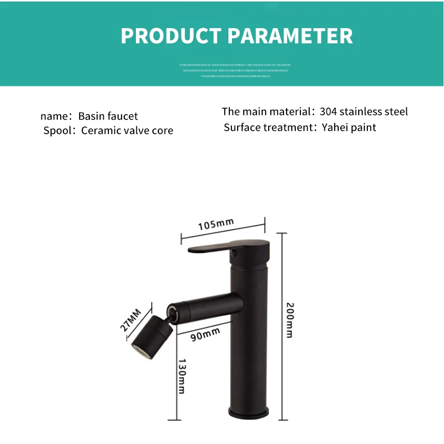 304 Stainless Steel 360 Rotate Basin Faucet Bathroom Kitchen Faucet Water Saving Tap Nozzle Cold and Hot Tap