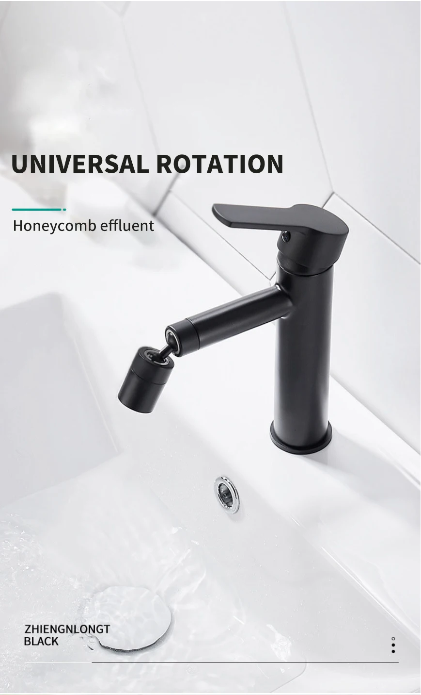 304 Stainless Steel 360 Rotate Basin Faucet Bathroom Kitchen Faucet Water Saving Tap Nozzle Cold and Hot Tap