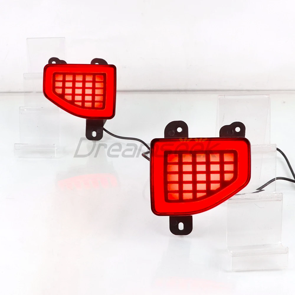 2x LED Rear Bumper Brake Tail Light for Jeep Wrangler JL 2018+ Reflector Lights w/ Dynamic Sequential Turn Signal Lamp Taillight