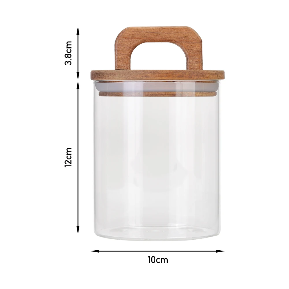 【Lifeideas】Clear Glass Jar with Bamboo Lid Sealed Canister Food Storage Container for Bean Sugar Salt Kitchen Gadgets