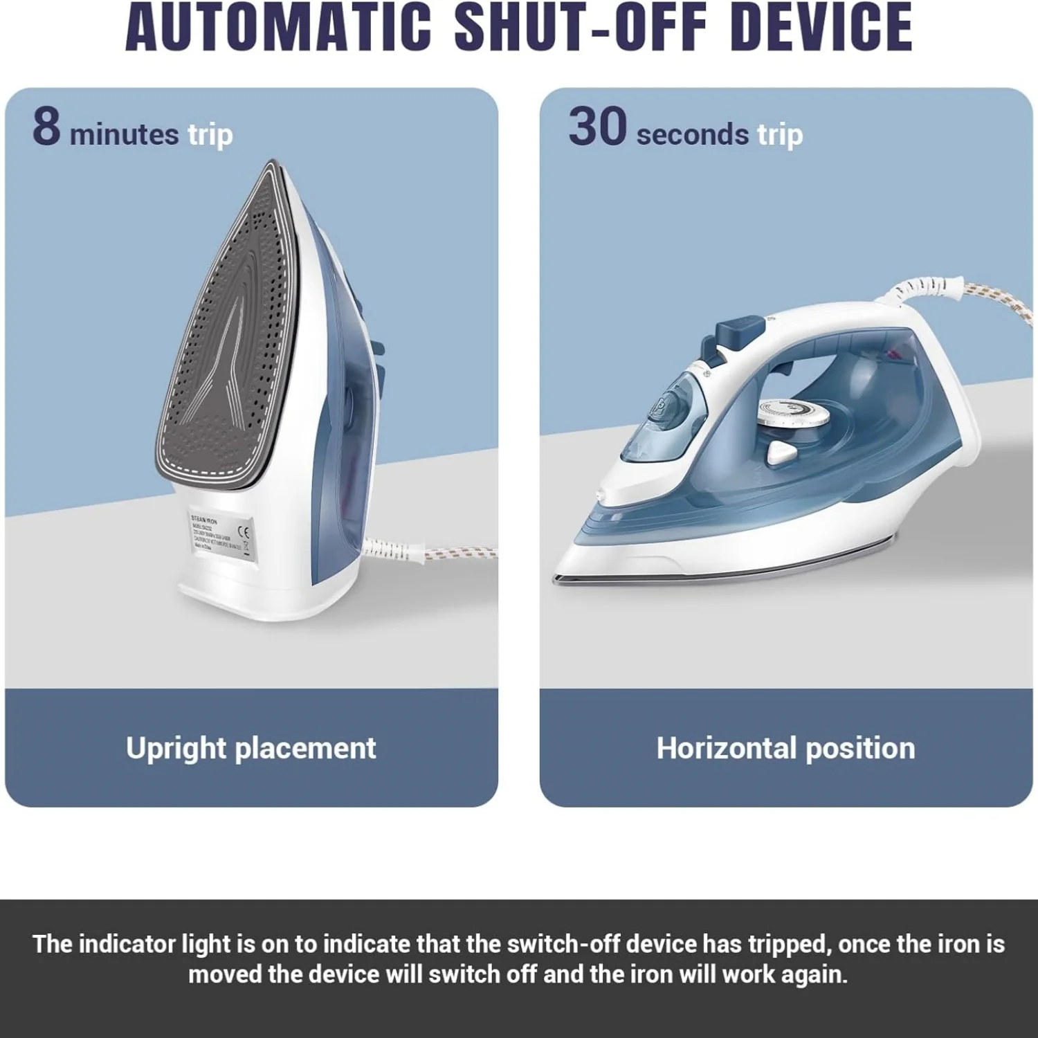 BRIEFNESS 2400W Steam Iron Handheld Iron Adjustable Thermostat Control Ironing Clothes Portable Ironing Tool