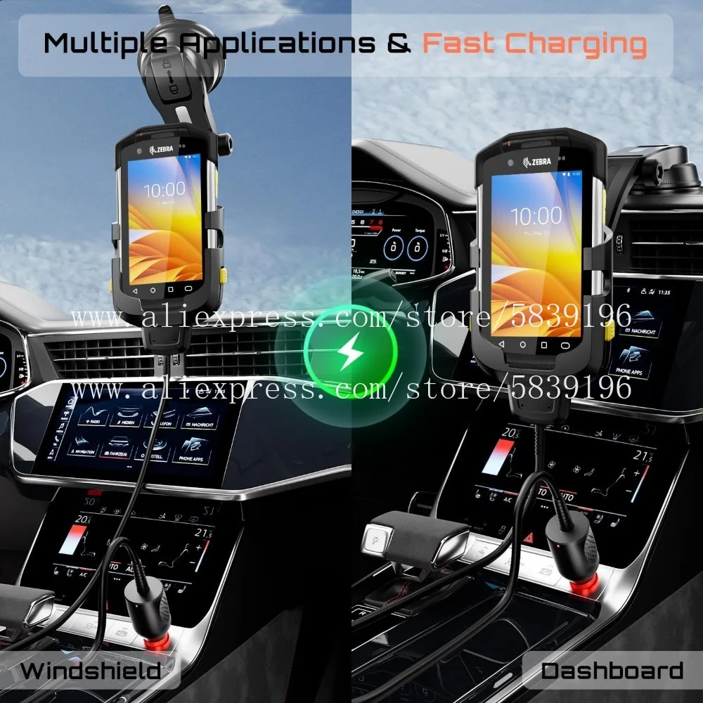 Car Charging Cable Bracket for Zebra Symbol TC77 TC70 TC72 TC75 TC70X TC75X;with 5V 2A Cigarette Lighter