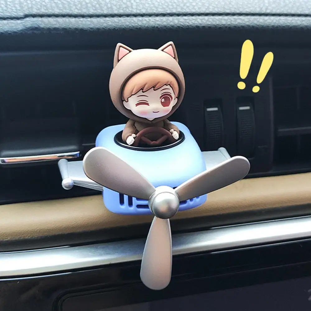 Rotating airplane pilot bear car air fresheners accessories vent clips perfume fragrance diffuser With 6 Scents Tablets