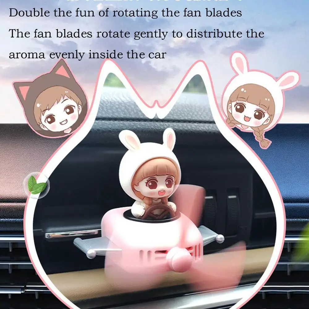 Rotating airplane pilot bear car air fresheners accessories vent clips perfume fragrance diffuser With 6 Scents Tablets