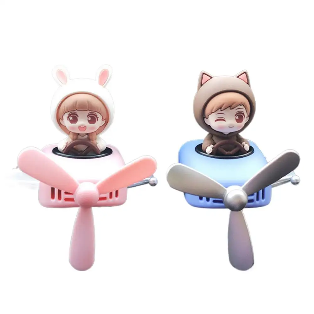 Rotating airplane pilot bear car air fresheners accessories vent clips perfume fragrance diffuser With 6 Scents Tablets