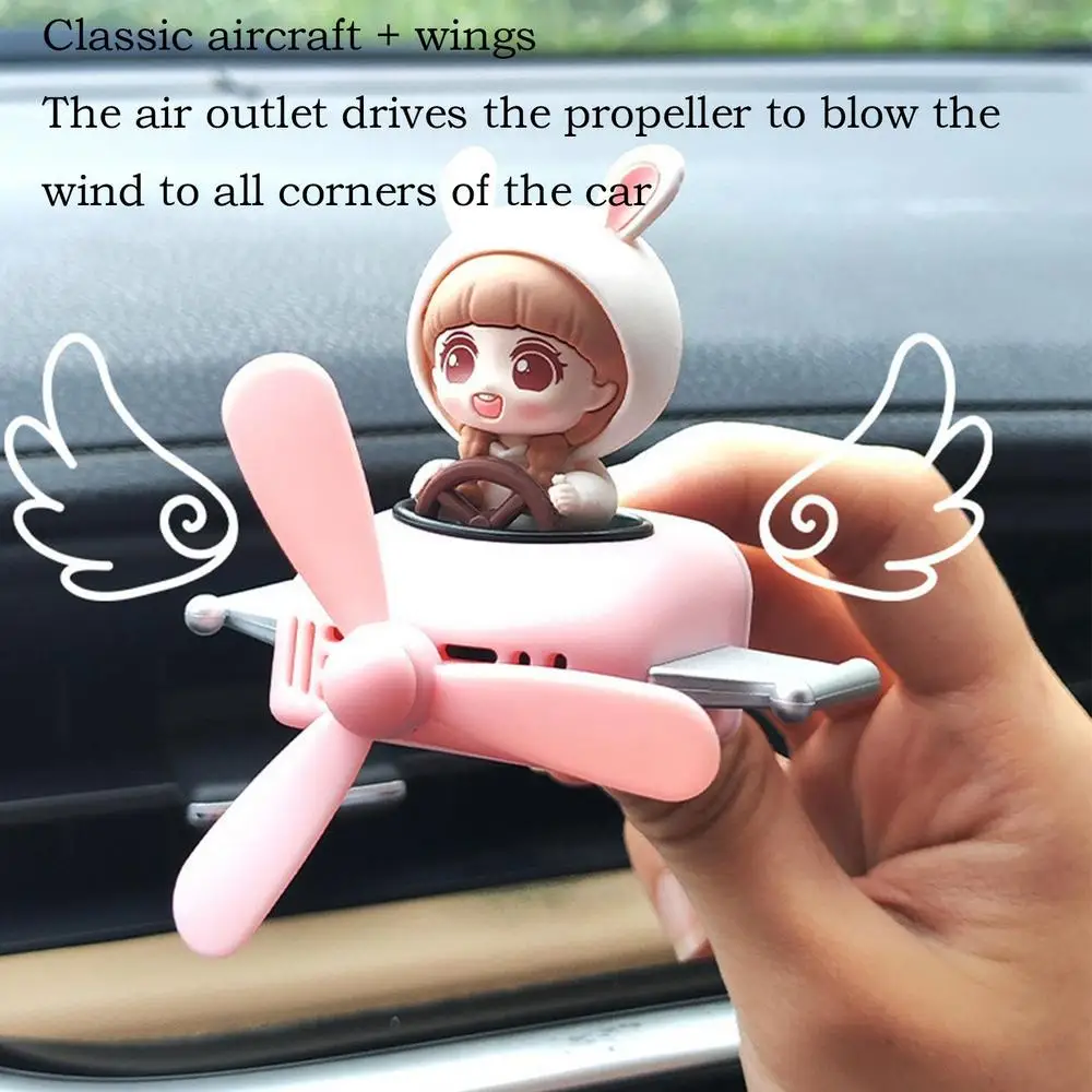 Rotating airplane pilot bear car air fresheners accessories vent clips perfume fragrance diffuser With 6 Scents Tablets
