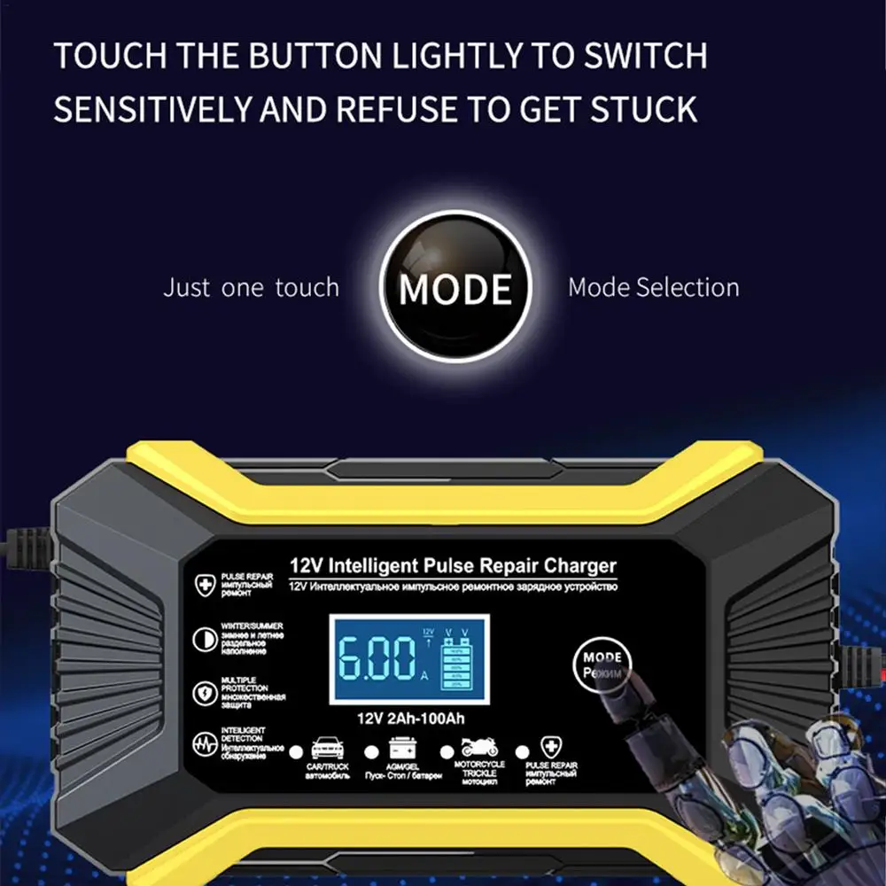 Automotive Charger 12V Car Battery Charger Pulse Repair Digital LCD Display Smart Fast Charge For Car Motorcycle