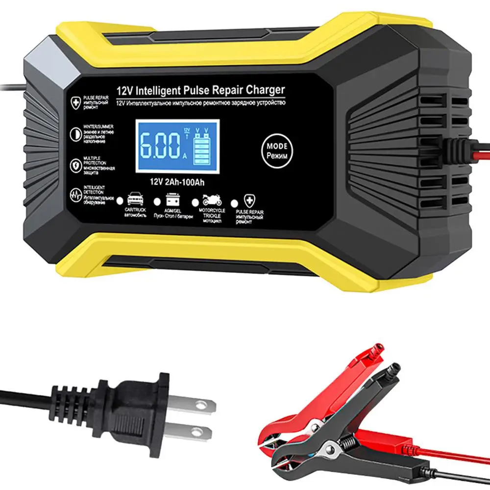 Automotive Charger 12V Car Battery Charger Pulse Repair Digital LCD Display Smart Fast Charge For Car Motorcycle