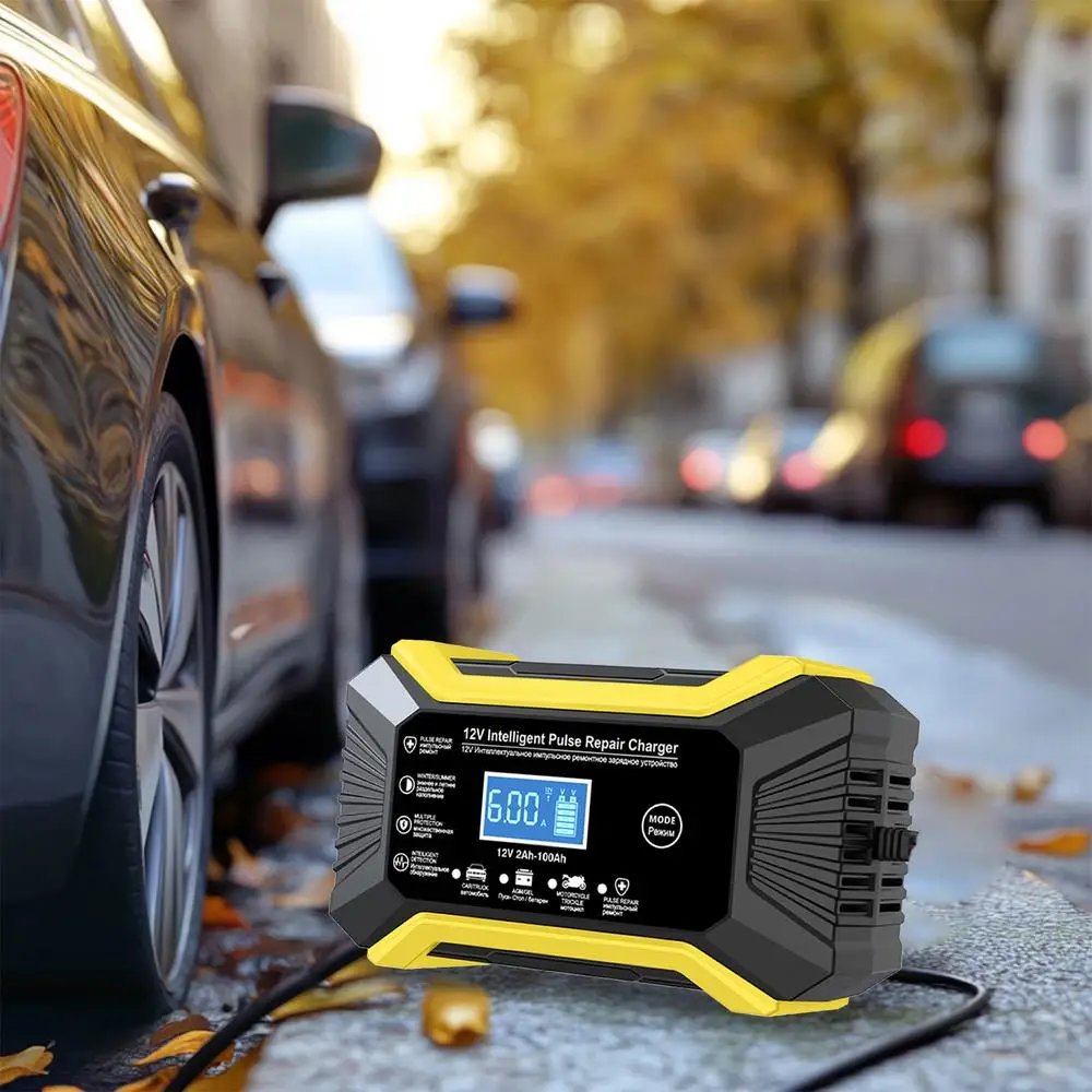 Automotive Charger 12V Car Battery Charger Pulse Repair Digital LCD Display Smart Fast Charge For Car Motorcycle