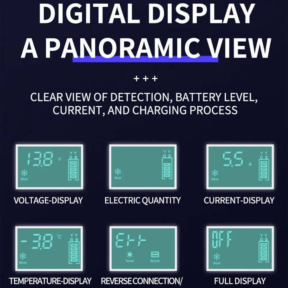Automotive Charger 12V Car Battery Charger Pulse Repair Digital LCD Display Smart Fast Charge For Car Motorcycle