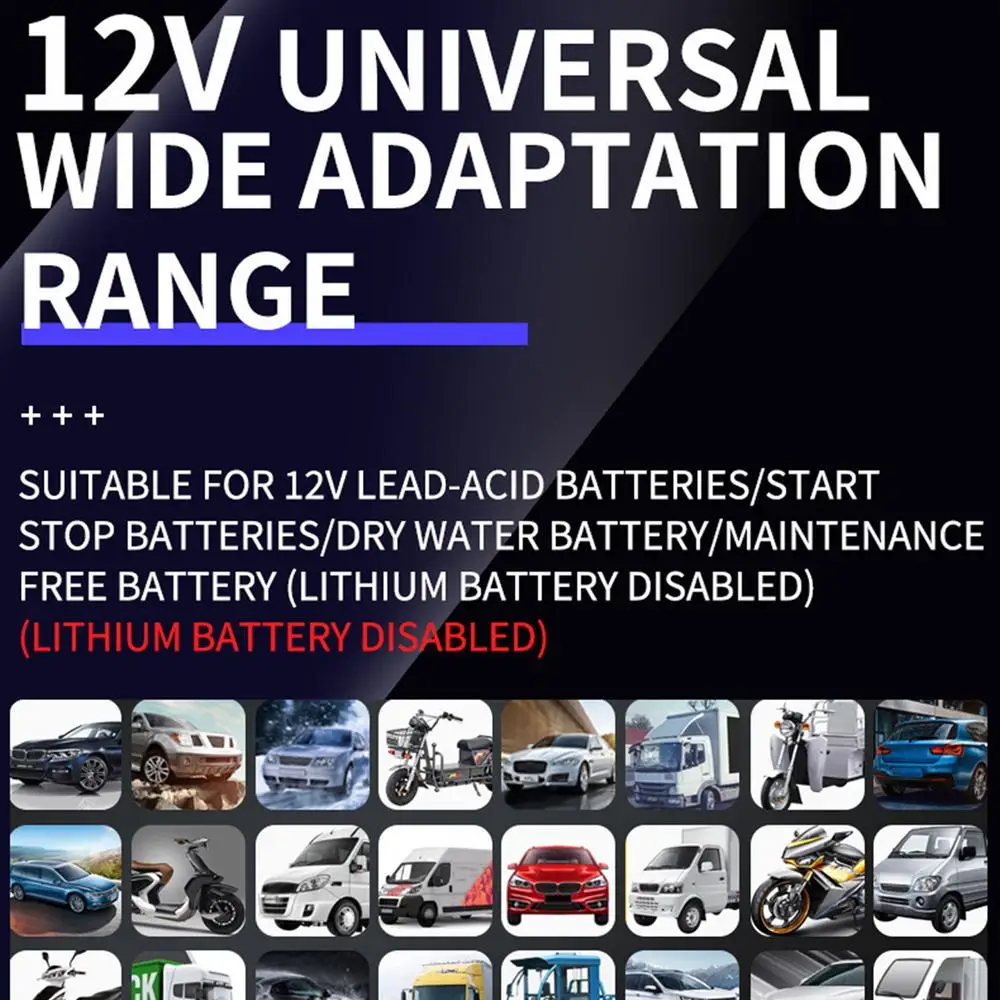 Automotive Charger 12V Car Battery Charger Pulse Repair Digital LCD Display Smart Fast Charge For Car Motorcycle