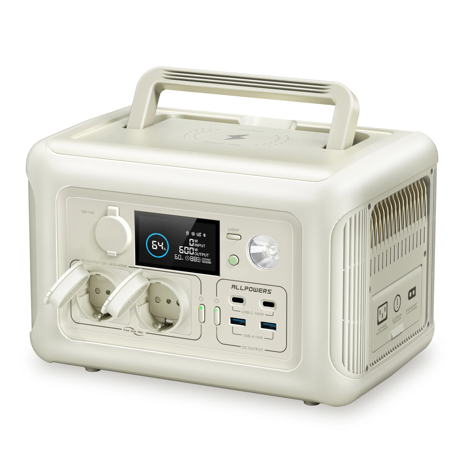 ALLPOWERS R600 Portable Power Station 600W 299Wh LiFePO4 Solar Generator UPS Battery Backup MPPT for Outdoor RV