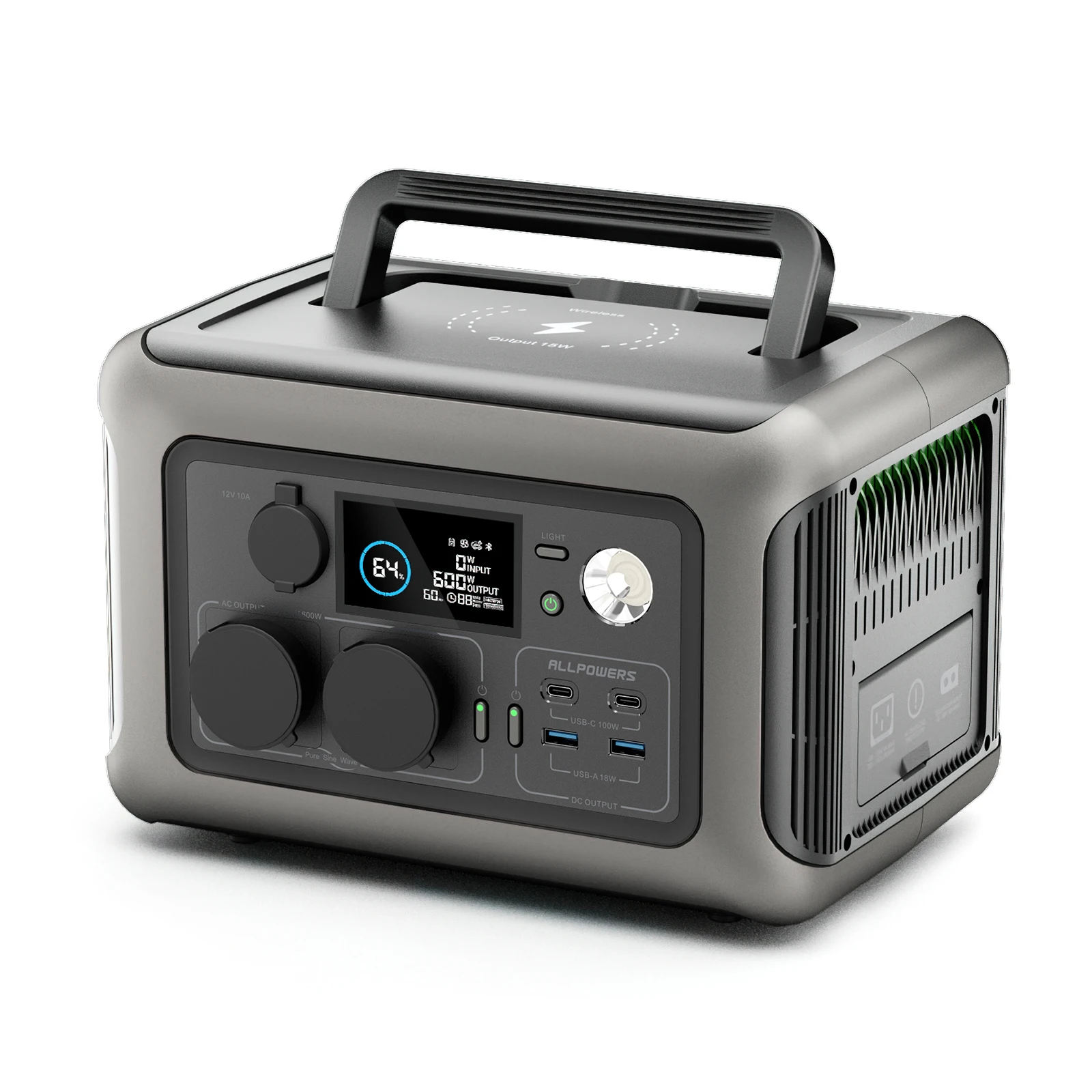 ALLPOWERS R600 Portable Power Station 600W 299Wh LiFePO4 Solar Generator UPS Battery Backup MPPT for Outdoor RV