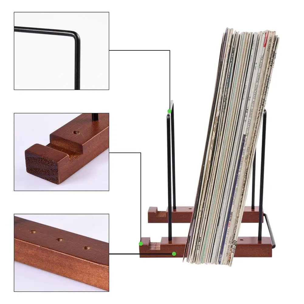 Vinyl Record Rack Wooden Tabletop Books CDs Photo Albums storage rack Stand Fashionable Record Holder Shelf