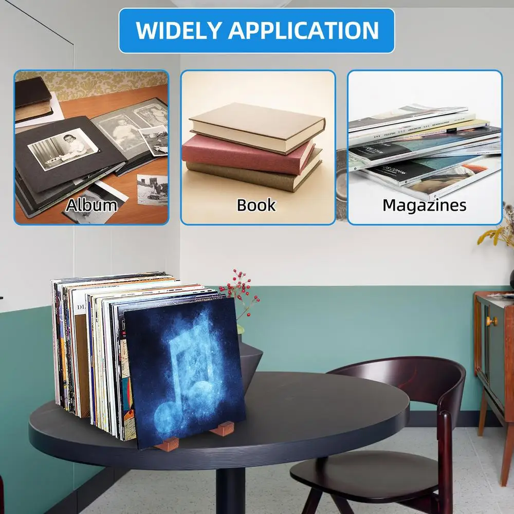 Vinyl Record Rack Wooden Tabletop Books CDs Photo Albums storage rack Stand Fashionable Record Holder Shelf