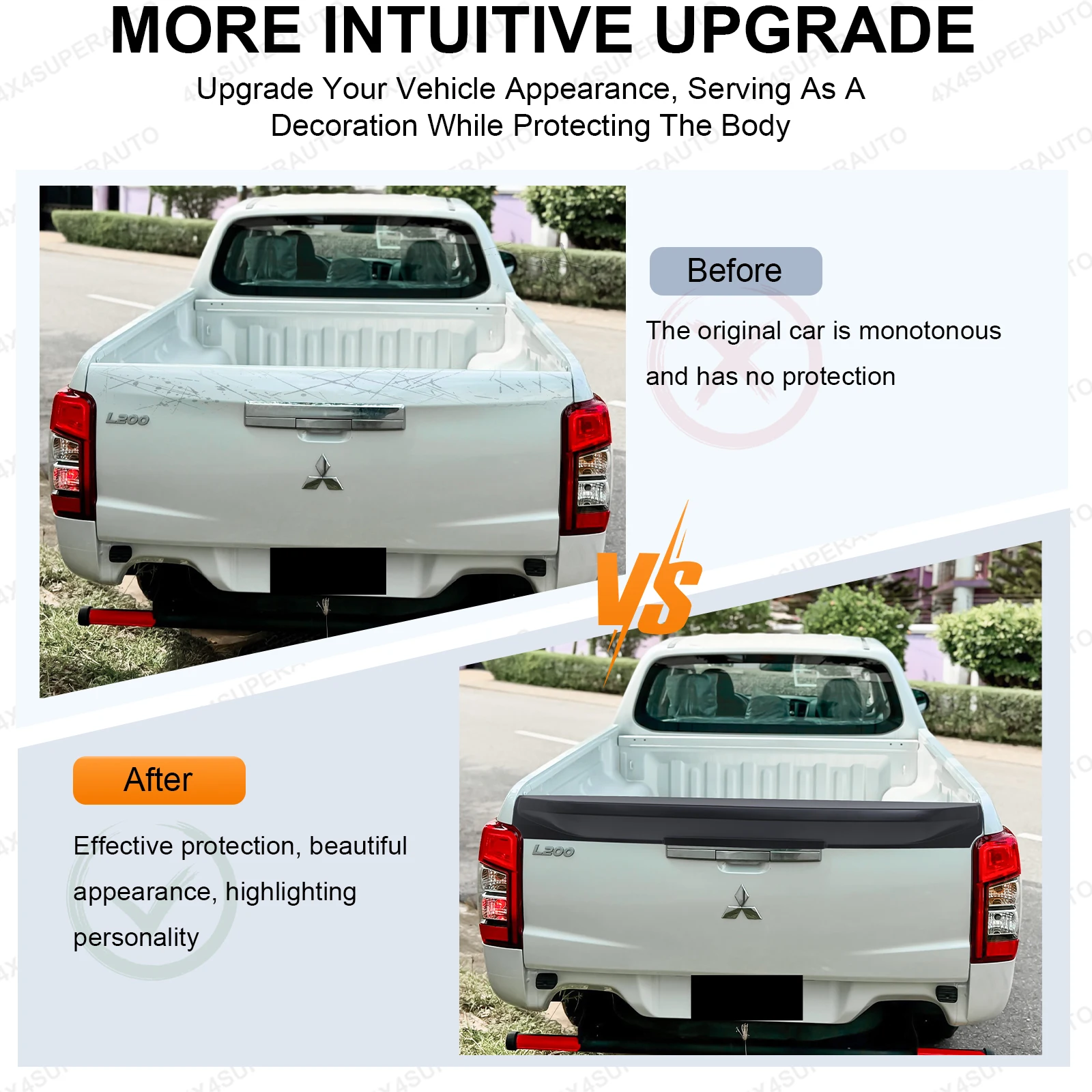 Rear Spoiler Cover For Mitsubishi L200 Triton 2019-2023 MR ABS Tail Gate Rail Guard Truck Cover Protector Car Styling Accessorie