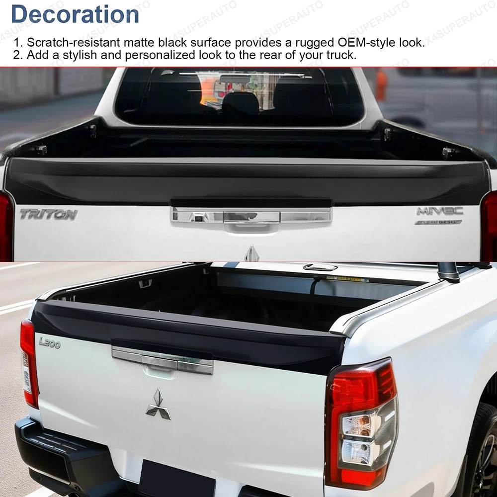 Rear Spoiler Cover For Mitsubishi L200 Triton 2019-2023 MR ABS Tail Gate Rail Guard Truck Cover Protector Car Styling Accessorie