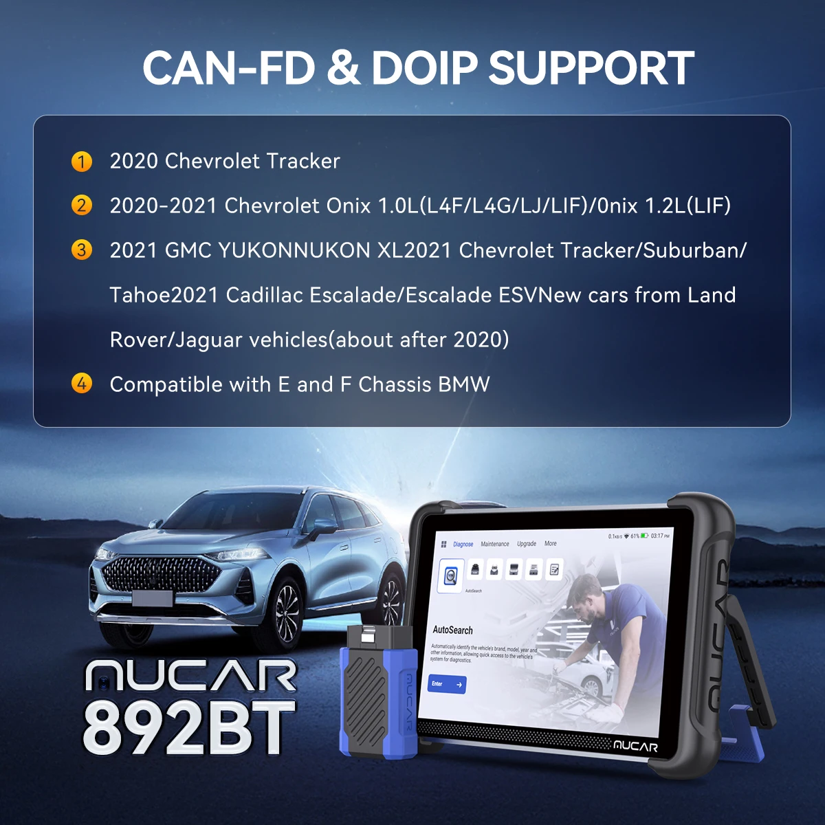MUCAR 892BT Professional Diagnostic Tools CANFD DOIP ECU Coding 35 Resets Lifetime Free Update Full System OBD2 Scanner VS 689BT
