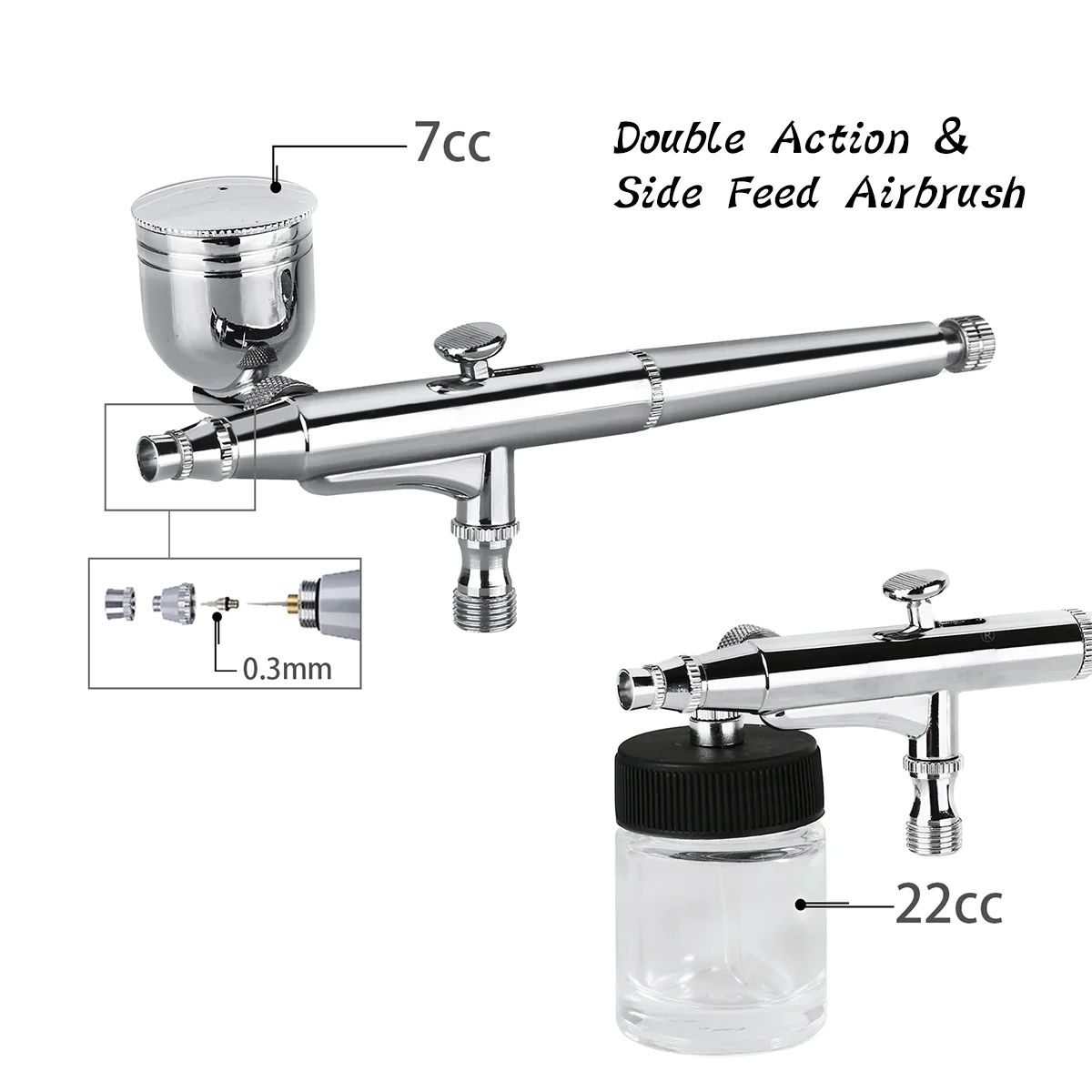 Air Brush Kit Artist Crafts Airbrush Hobby Spray Gun & 0.2mm/0.3mm /0.5mm Nozzles for Painting Cake Decorating Model Art Tattoos