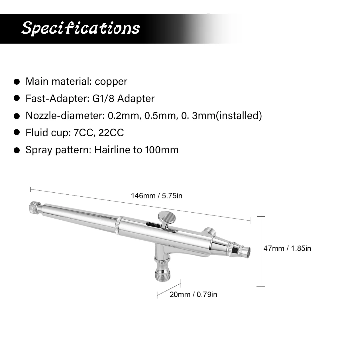 Air Brush Kit Artist Crafts Airbrush Hobby Spray Gun & 0.2mm/0.3mm /0.5mm Nozzles for Painting Cake Decorating Model Art Tattoos